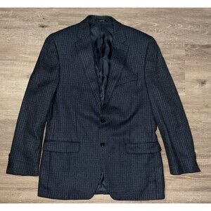 Ralph Lauren Men’s  40R  Houndstooth Plaid Blazer Sport Coat Navy Blue Gray